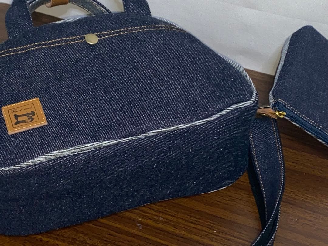 ハンドメイド☆岡山デニム☆扇型☆Sサイズ☆3wayボストンバッグ
