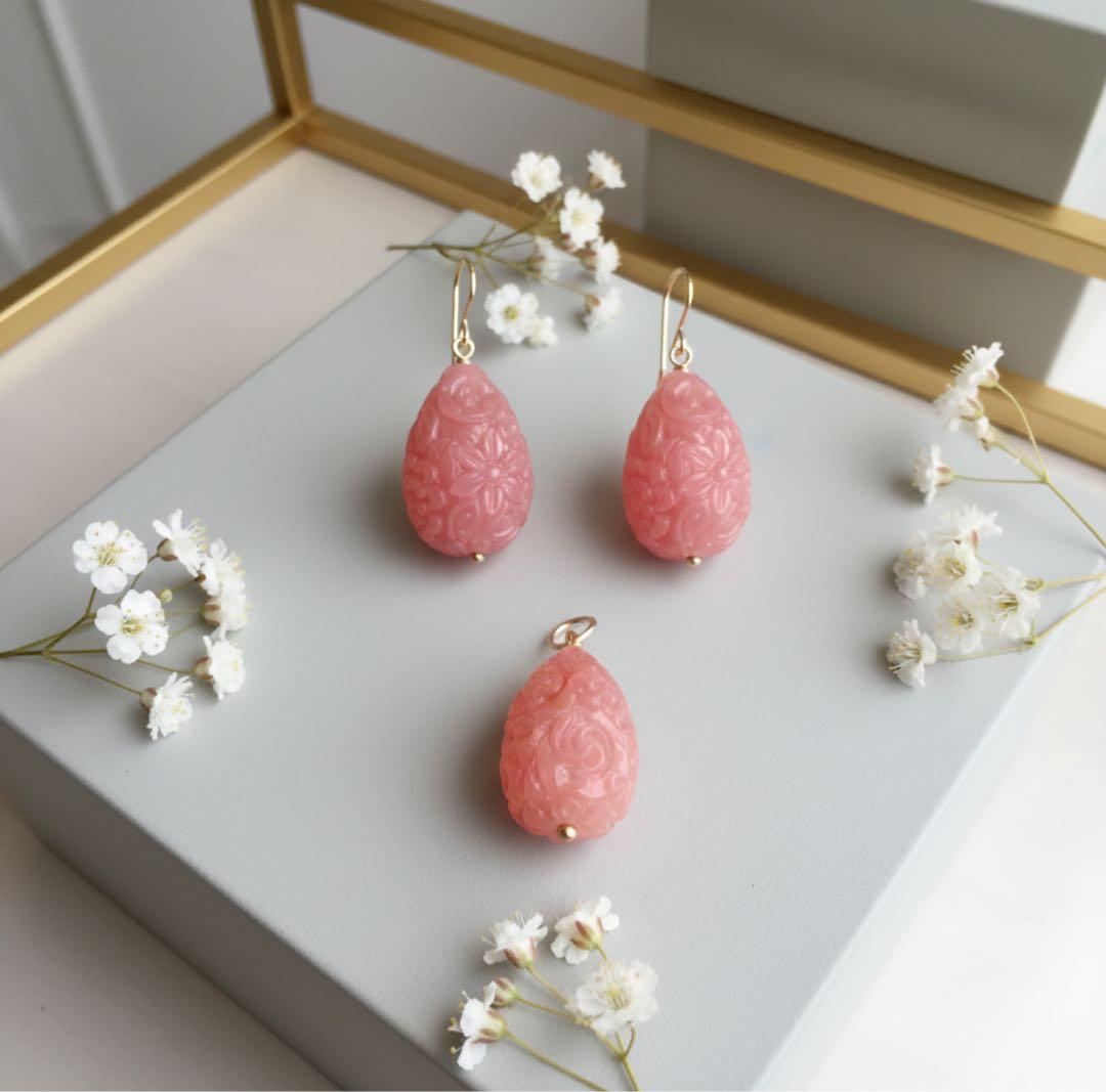 【Mahalo☆3588】＊SALE＊彫刻ドロップシェル大粒ピアス