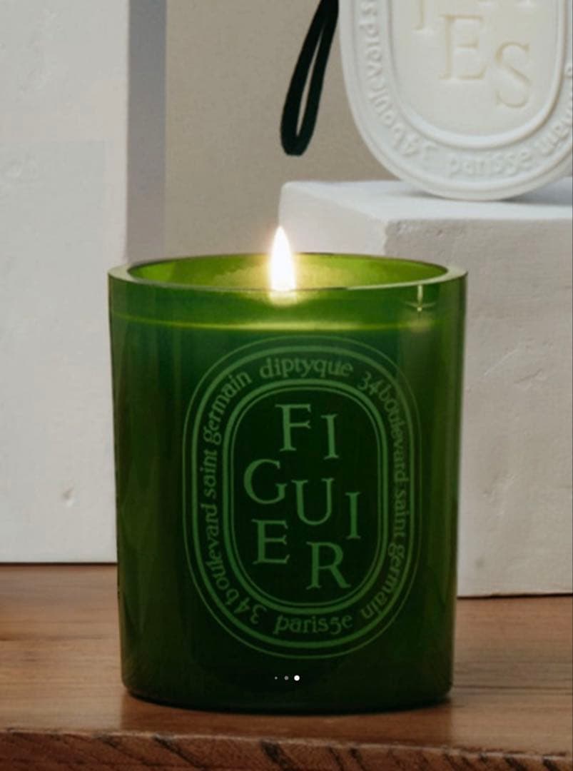 【新品】diptyque Figuier カラーキャンドル グリーン　300g