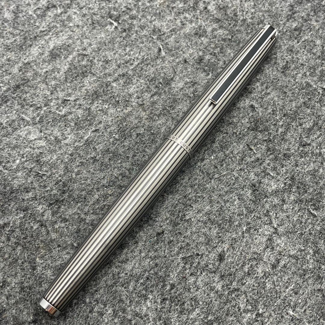 PE616□PILOT カスタム 万年筆 18K F ストライプ 蝕刻
