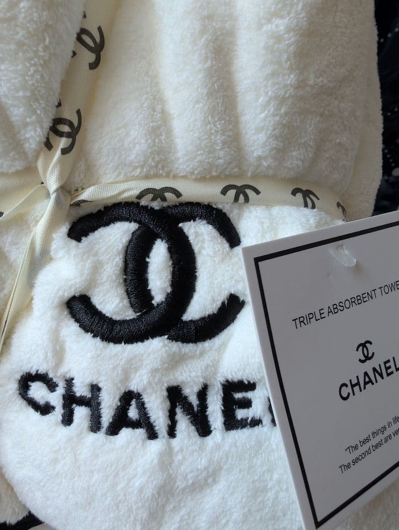新品 CHANEL/シャネル バスタオル＆フェイスタオル 2枚セット ホワイト