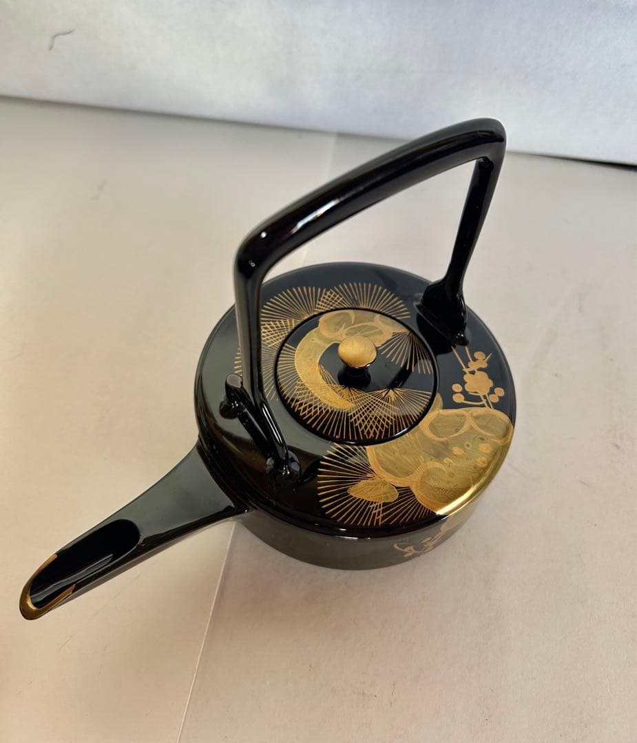 会津塗 屠蘇器 六つ揃 本松クリ足 金泥 金蒔絵 お正月 重箱 骨董 箱入 美品
