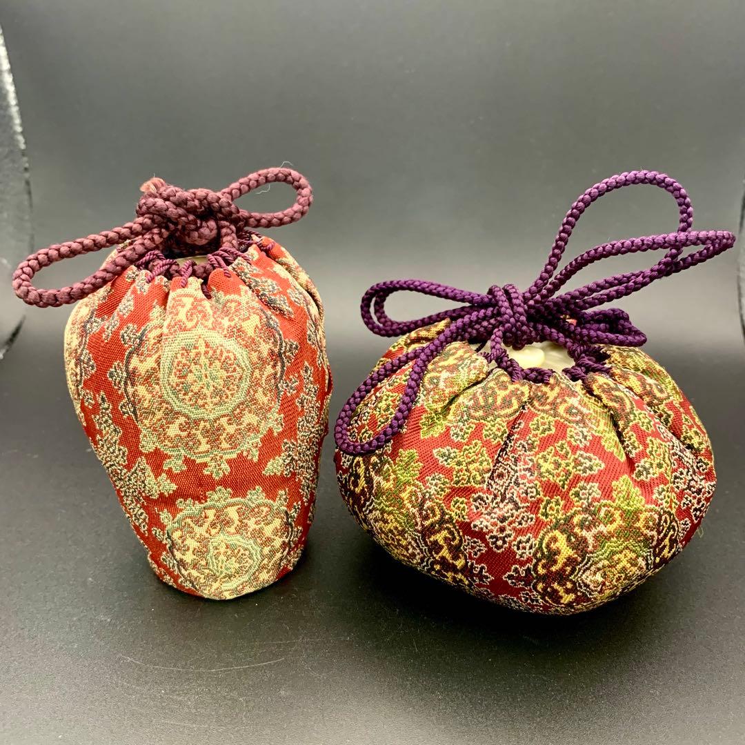 【京都清水焼 平安景山作／桶谷定一作】大海茶入 肩衝茶入 仕覆付 茶道具