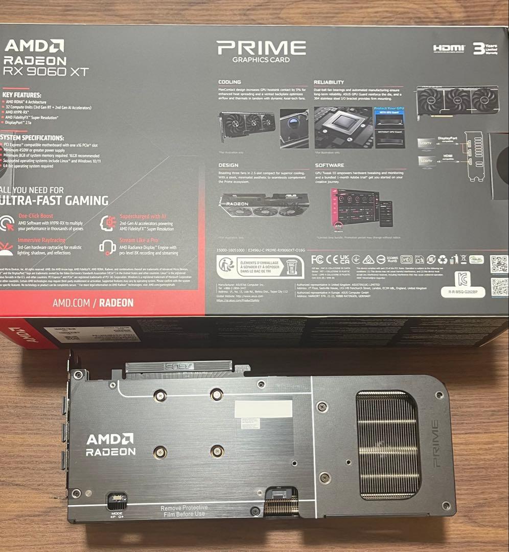 グラフィックボード・グラボ・ビデオカード ASUS PRIME Radeon RX 9060 XT 16GB