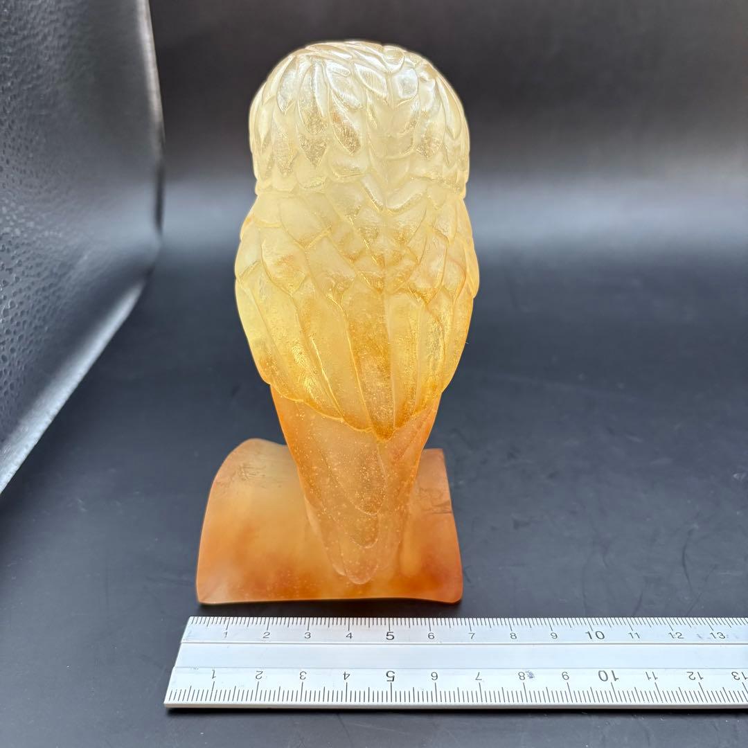 黄金のフクロウ ドーム フランス クリスタル パートドヴェール 置物 ガラス