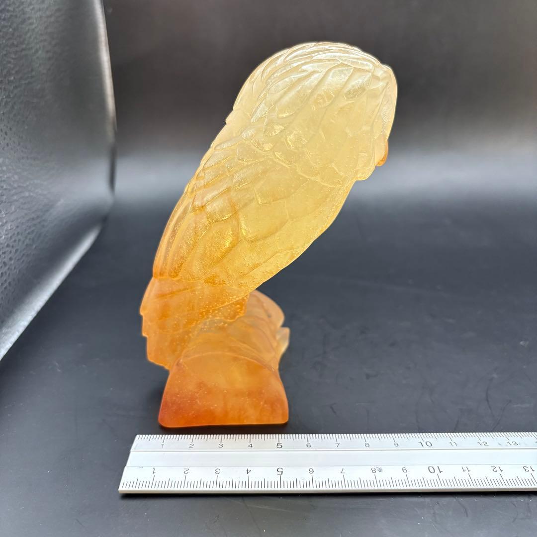 黄金のフクロウ ドーム フランス クリスタル パートドヴェール 置物 ガラス