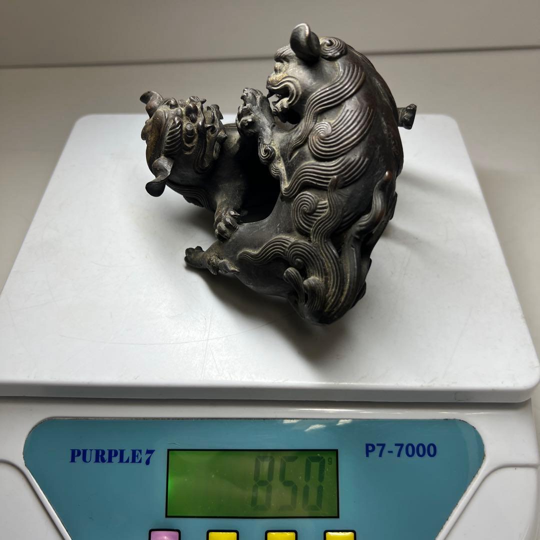 古銅獅子 置物 850g 東キ8-0307☆2F トヒカヒ