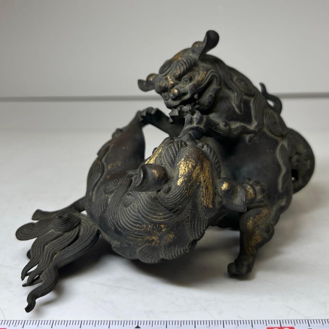古銅獅子 置物 850g 東キ8-0307☆2F トヒカヒ