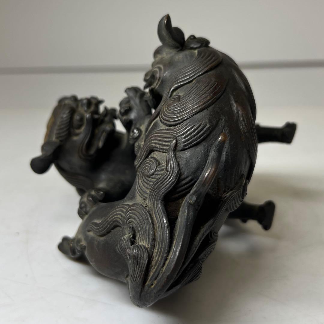 古銅獅子 置物 850g 東キ8-0307☆2F トヒカヒ