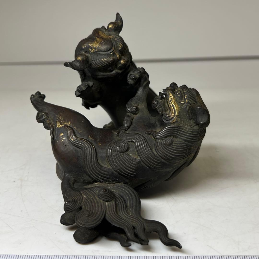 古銅獅子 置物 850g 東キ8-0307☆2F トヒカヒ