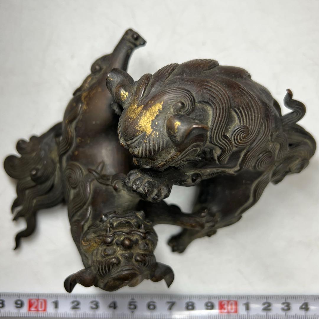 古銅獅子 置物 850g 東キ8-0307☆2F トヒカヒ