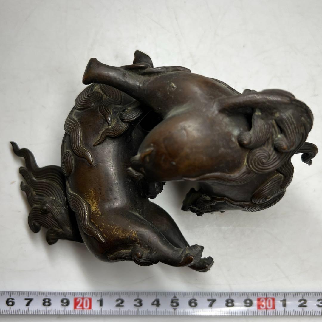古銅獅子 置物 850g 東キ8-0307☆2F トヒカヒ