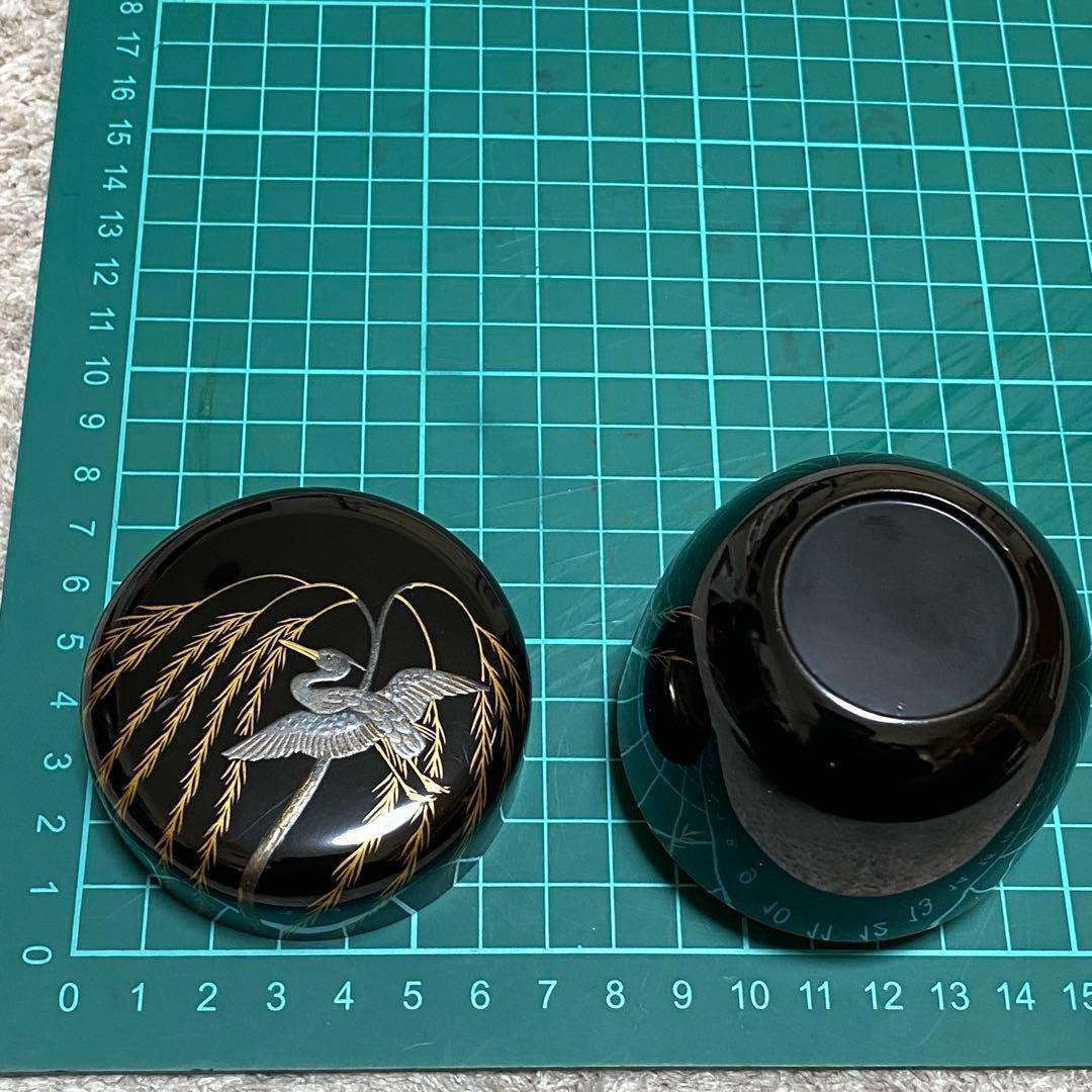 ◆輪島塗 柳に白鷺図 蒔絵 中棗 時代物 茶道具