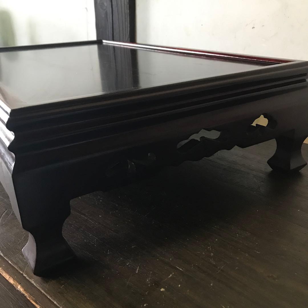 美品　工芸品　木製　花林　花台　飾り台　置物　透かし彫り　重厚な作り　幅54