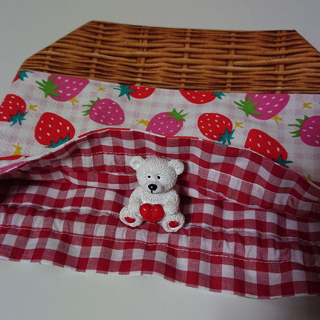 お弁当袋裏地付き❤いちごバスケット❤カゴ柄❤イチゴ柄❤ハンドメイド