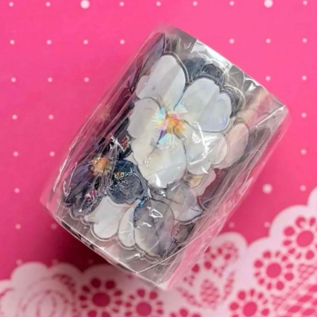 贝壳光 黑白叙语 ダイカット加工 5.5cm×6m 海外マスキングテープ　花