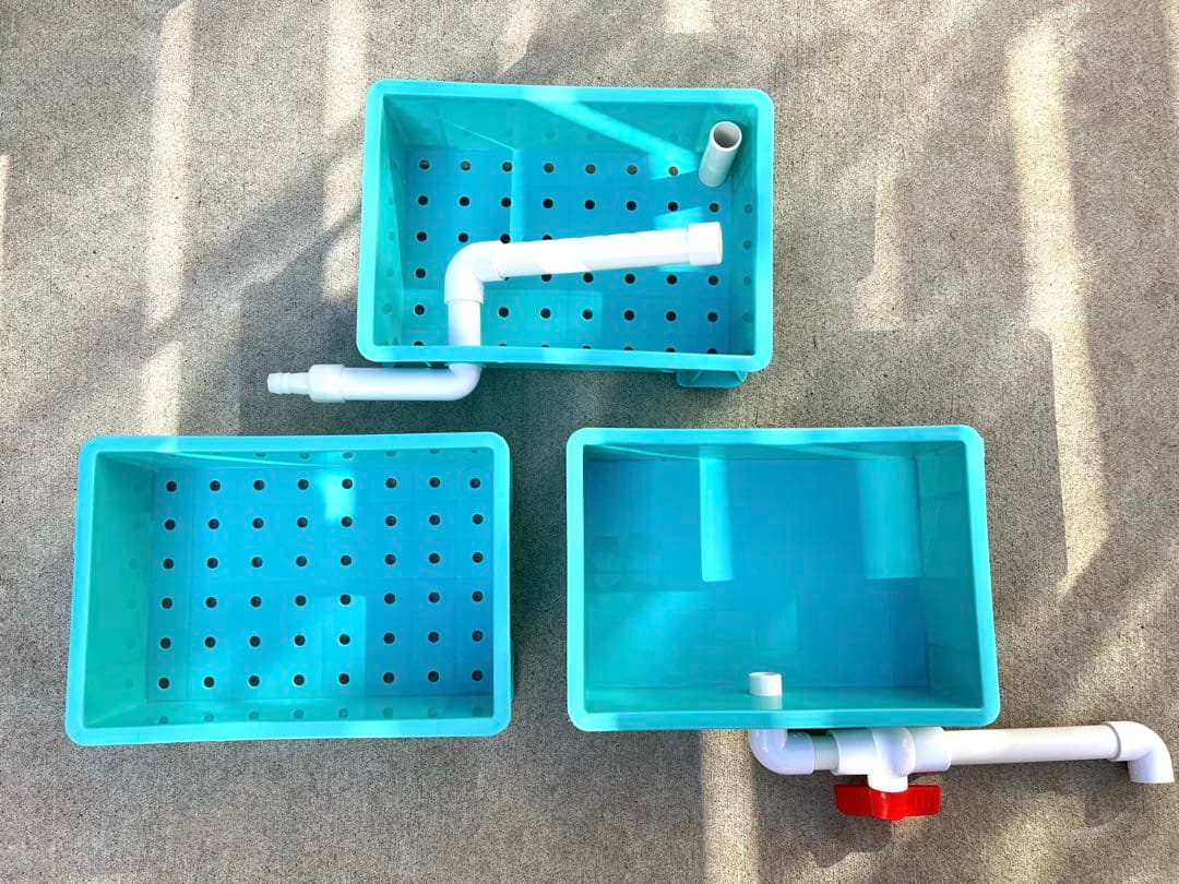 水中ポンプ濾過材2段付き　水槽用フィルター外部式濾過器フルセット　オーバーフロー