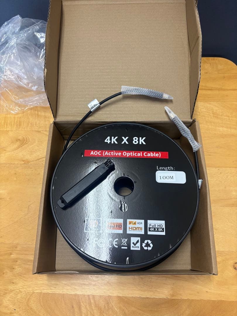8K高画質 標準2.1 最大48Gbps 100M HDMI光ファイバーケーブル