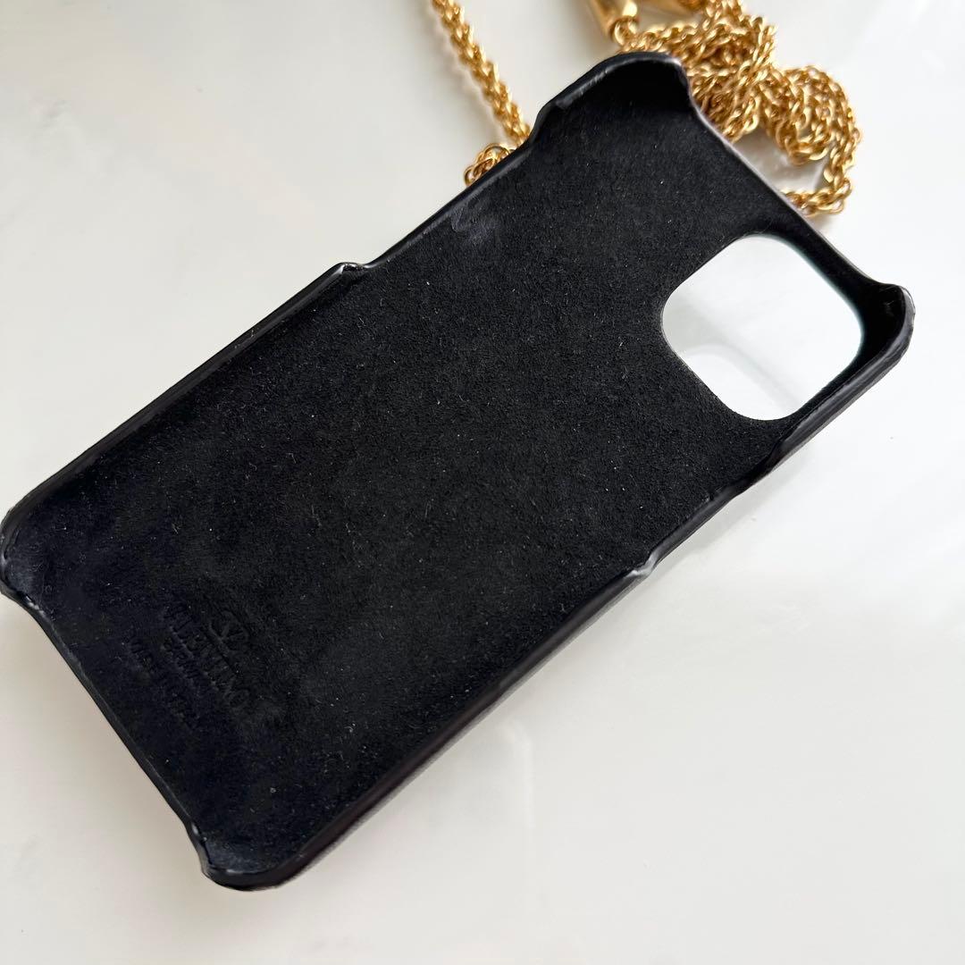 お買い得品　VALENTINO ブラックレザー iPhoneケース チェーン
