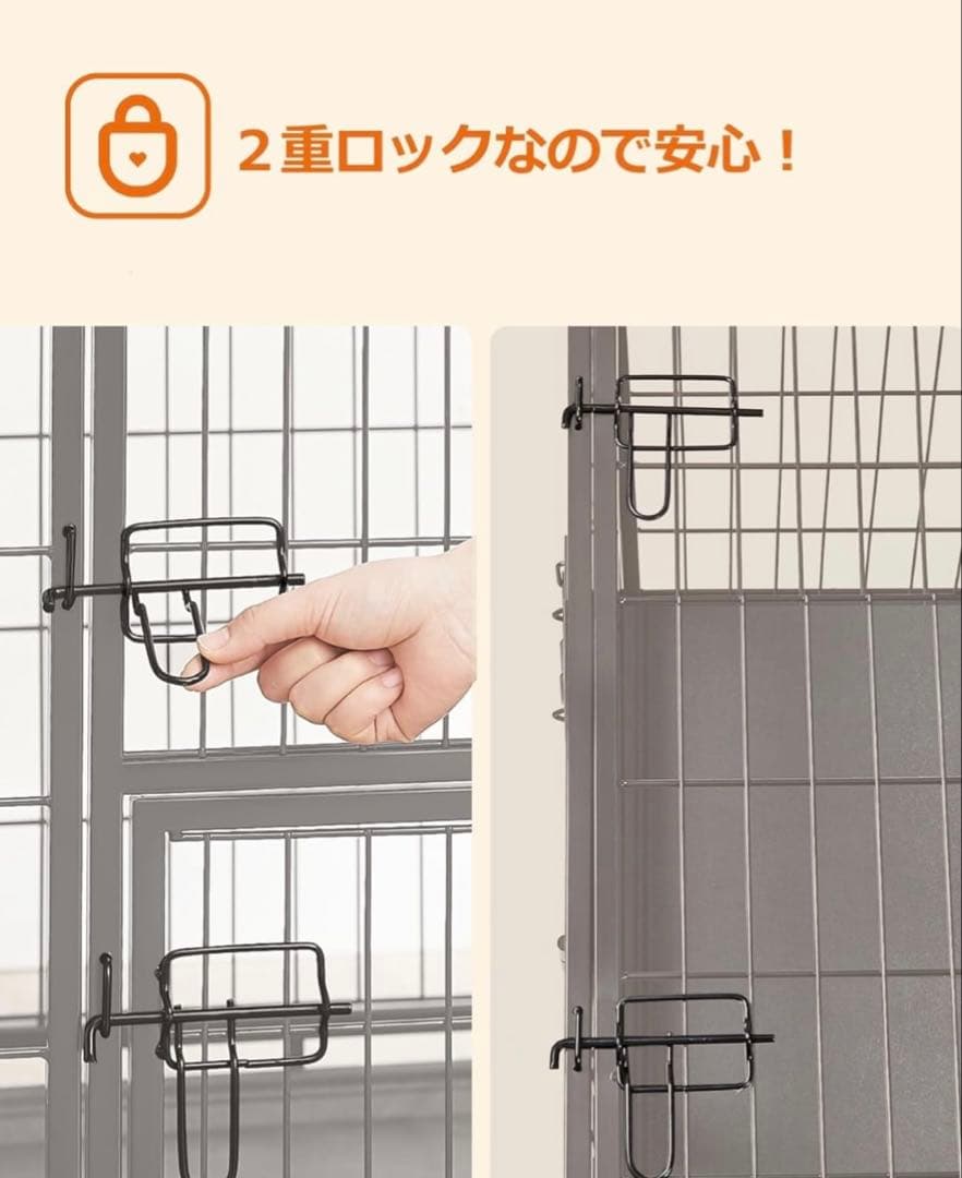 美品　FEANDREA 犬 ケージ 大型犬用 ダブルドア付き トレー付き