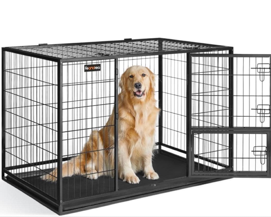 美品　FEANDREA 犬 ケージ 大型犬用 ダブルドア付き トレー付き