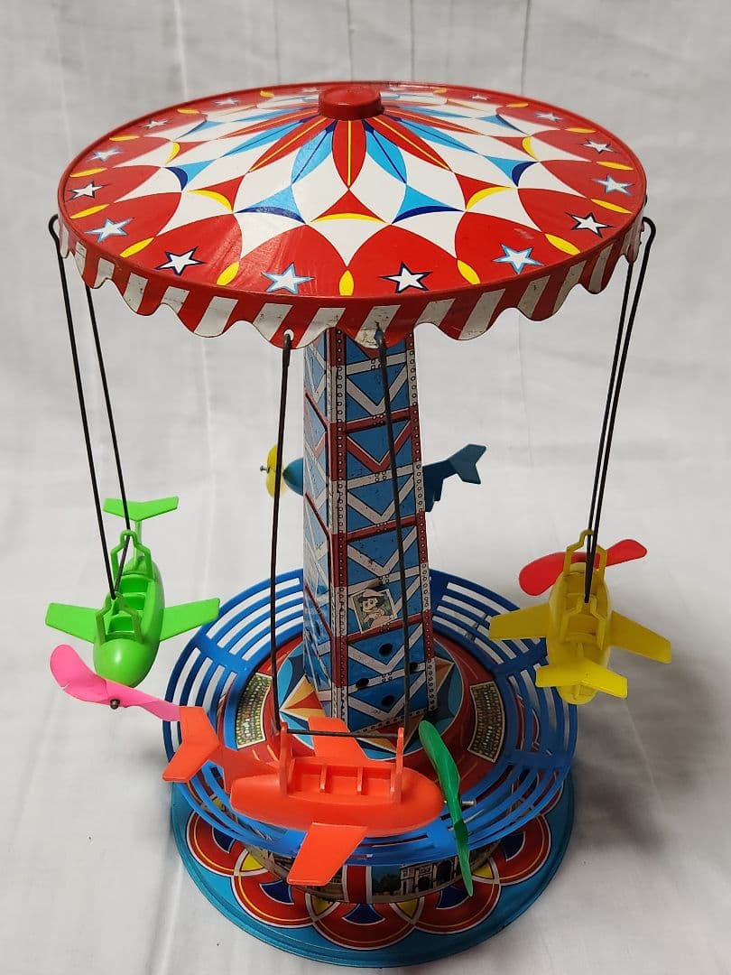 レトロ ブリキ玩具 日本製 メリーゴーランド ネジ式 ATCアサヒ玩具 動作品