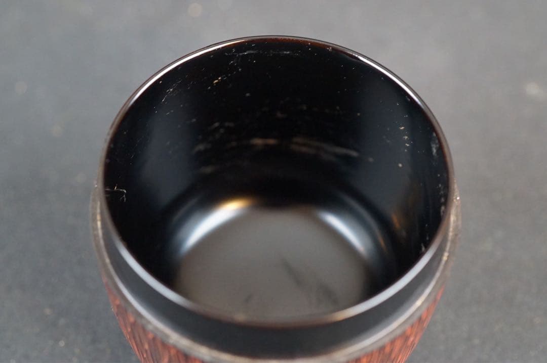道場宗廣 朱毛彫 菊蒔絵 中棗 共箱 茶道具 / 蒟醤