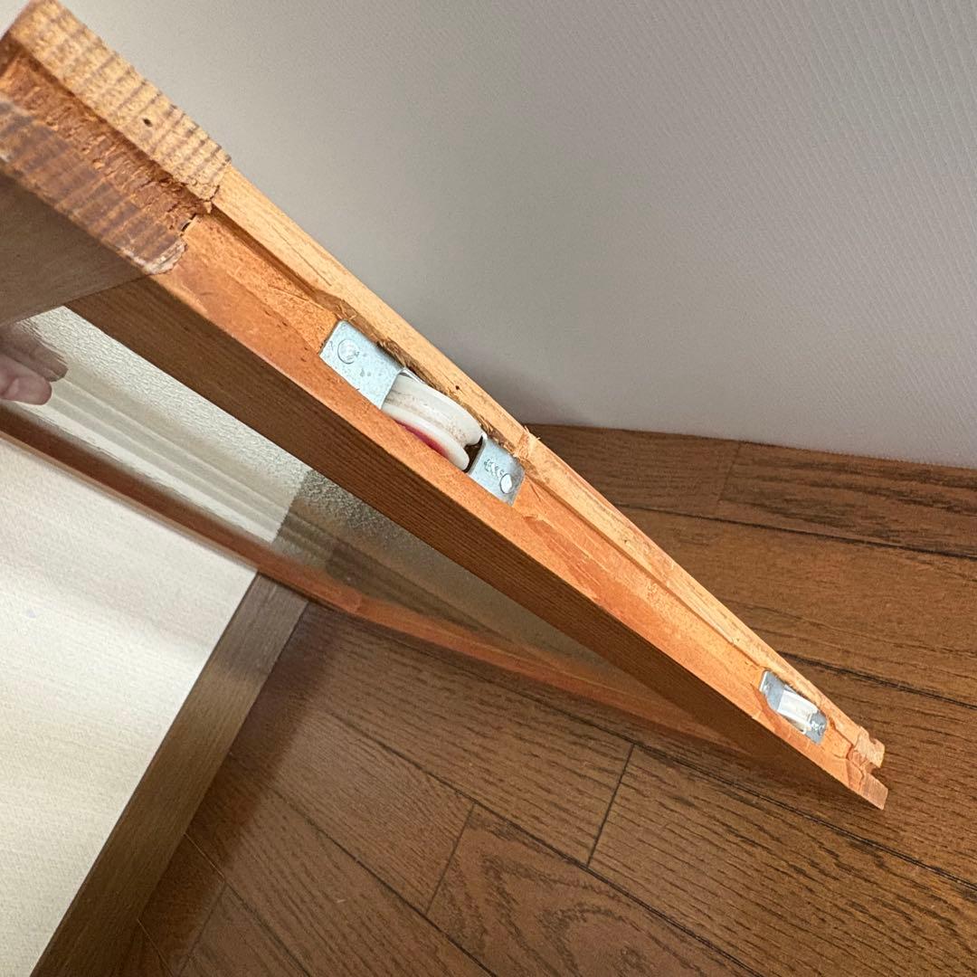 引き戸　2枚セット　室内使用品 昭和板型ガラス　木枠付き　飾り桟