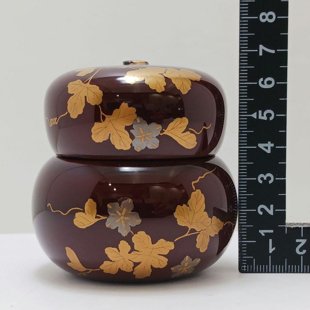 Y2782-2 茶道具 中村湖彩 蔦蒔絵 瓢茶器 茶入 共箱