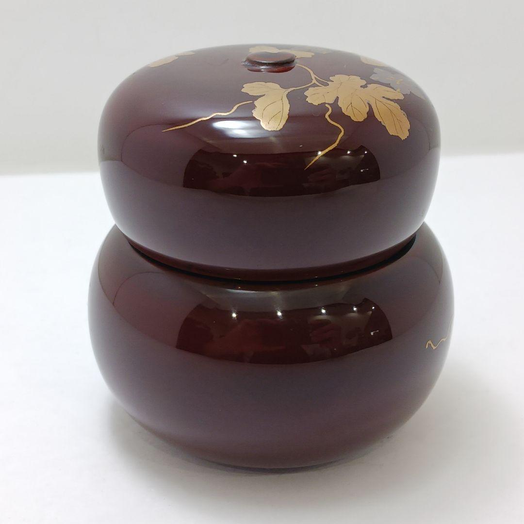 Y2782-2 茶道具 中村湖彩 蔦蒔絵 瓢茶器 茶入 共箱
