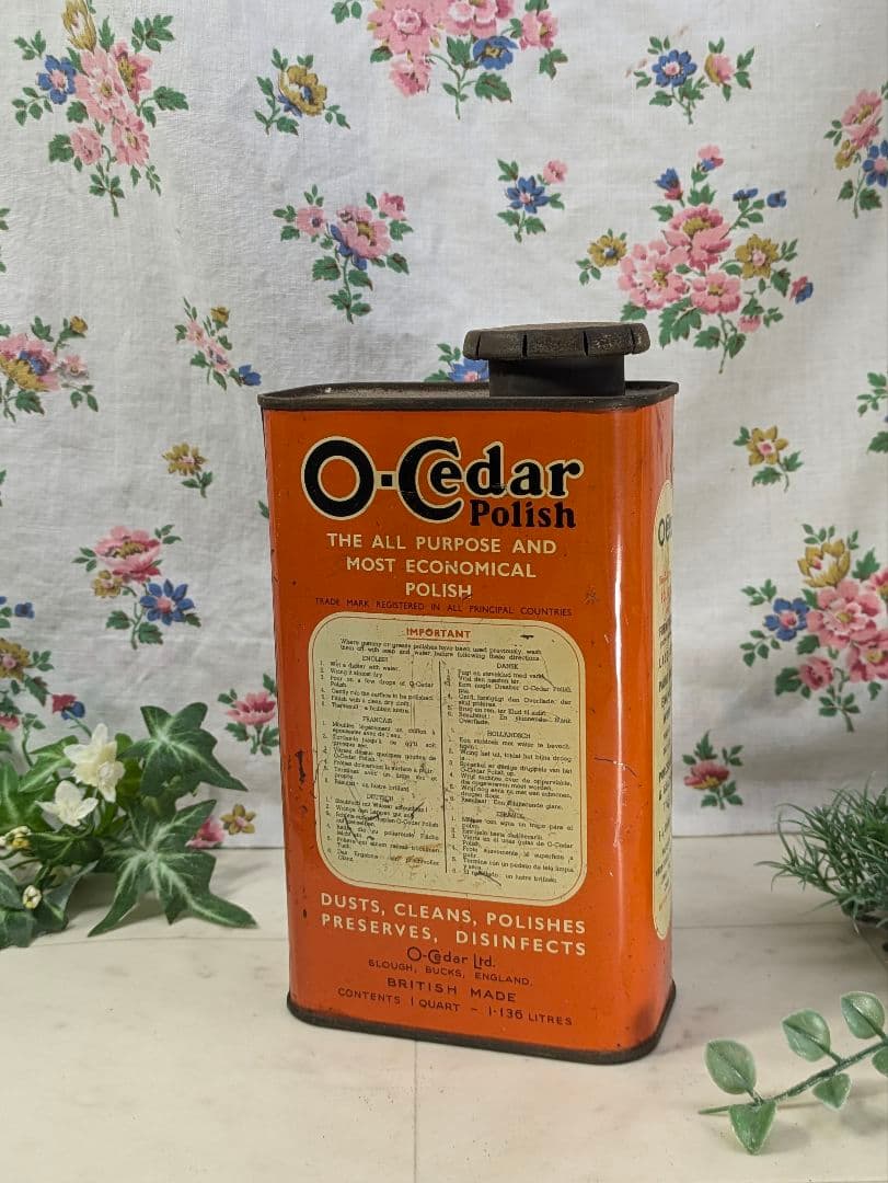 希少 イギリス アンティーク O-Cedar ポリッシュの缶