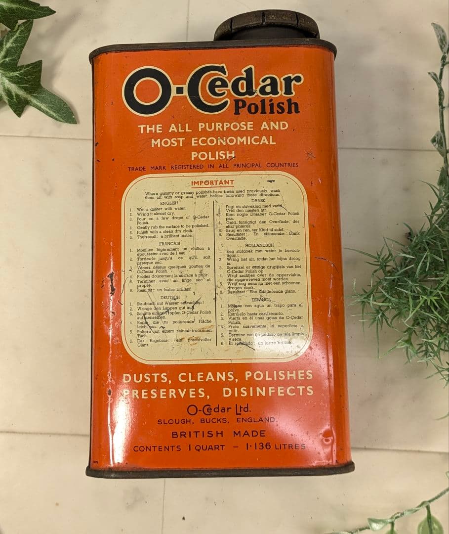 希少 イギリス アンティーク O-Cedar ポリッシュの缶