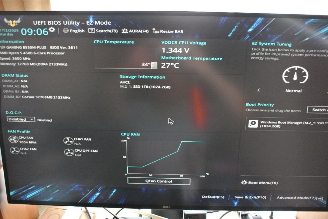 ASUS MicroATX TUF GAMING B550M-PLUS 動作品