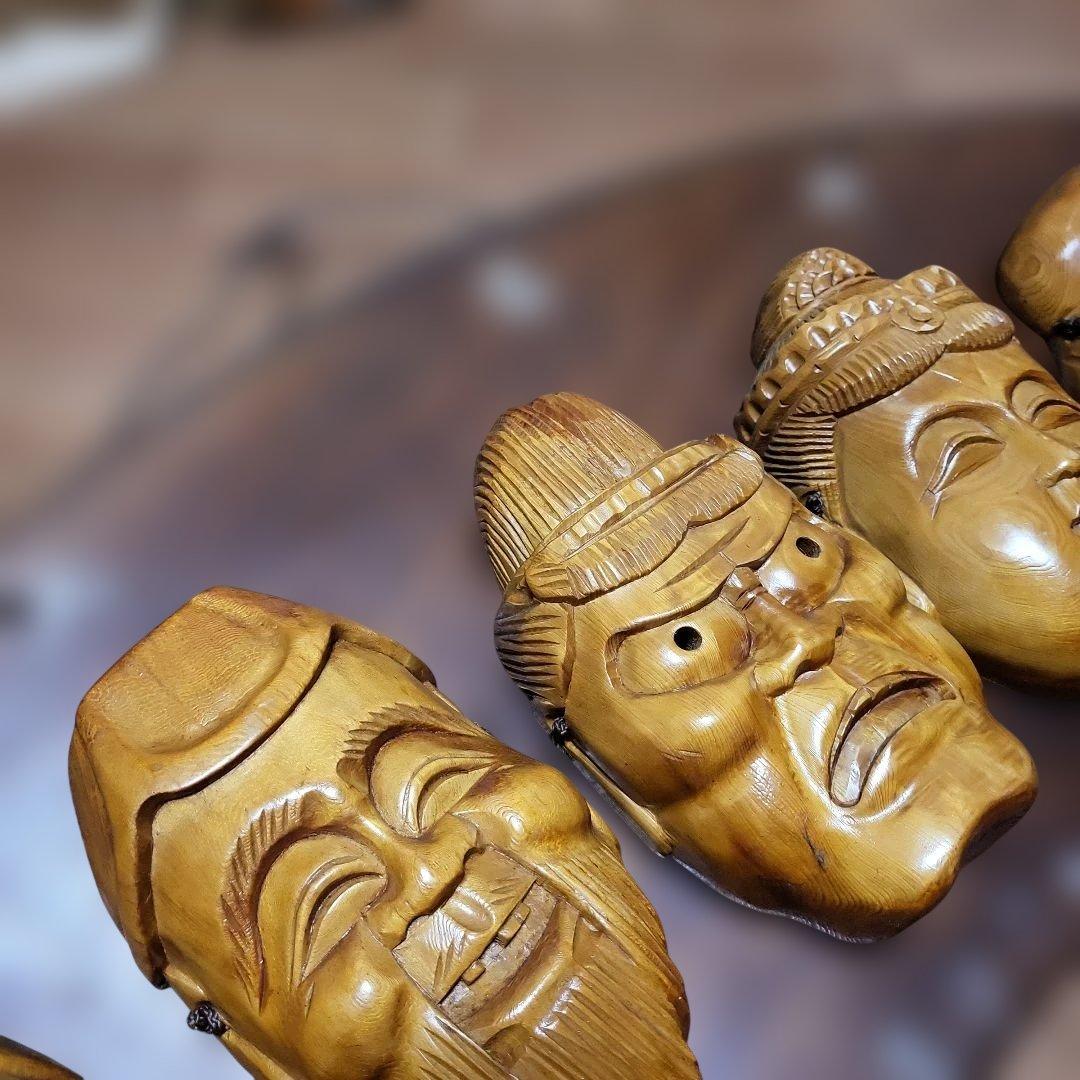 [処分セール]七福神 木製彫刻面 ※お面外して使えます！