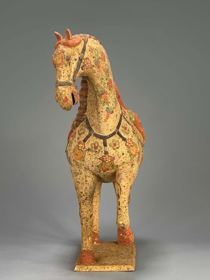 UM14 中国美術　銅製　馬像置物　仿漢陶器銅馬像　時代物　唐物