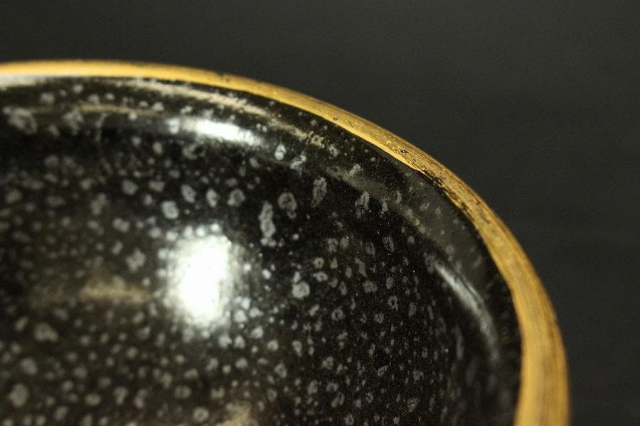 茶道具 油滴天目茶碗 天目台 時代(ZE548)