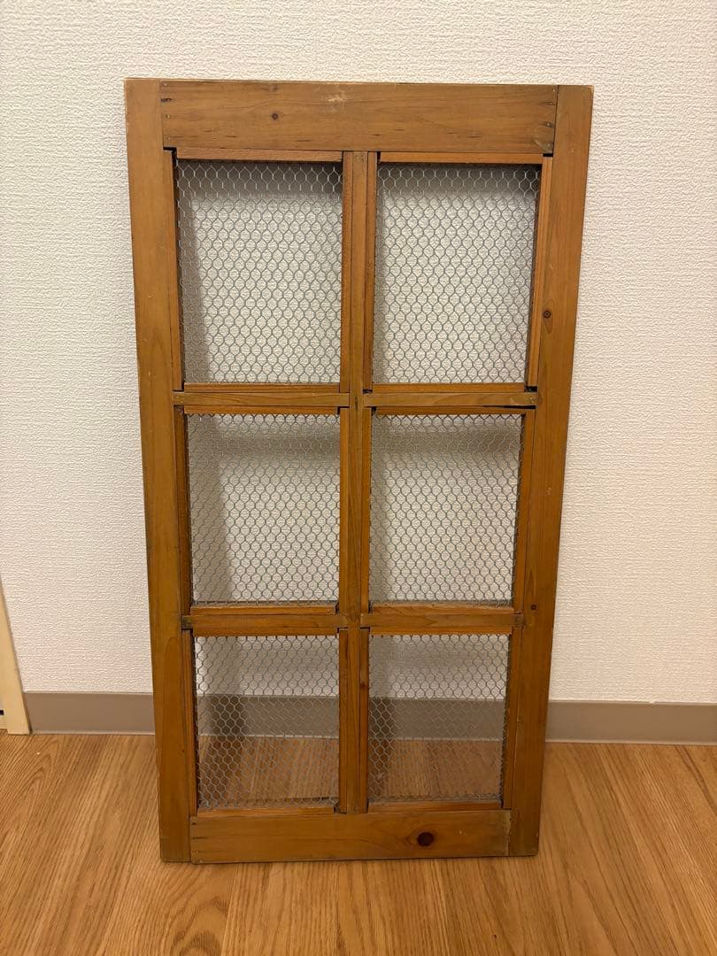 木製メッシュデザインのアンティーク雑貨　ヴィンテージ金網フレーム