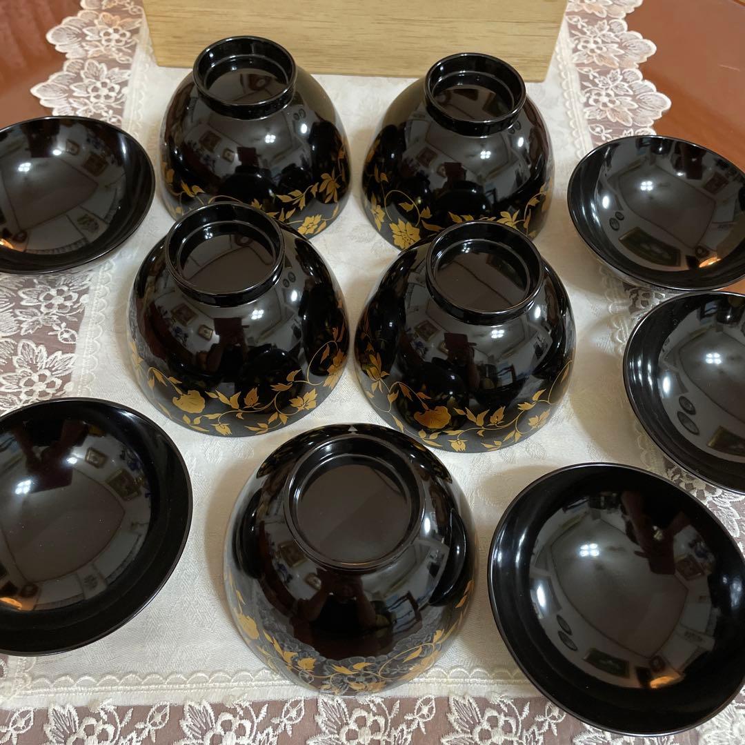 会津　乙造作　金箔蒔絵　本漆仕上げ　坂本乙造商店 御吸物椀5客セット　未使用