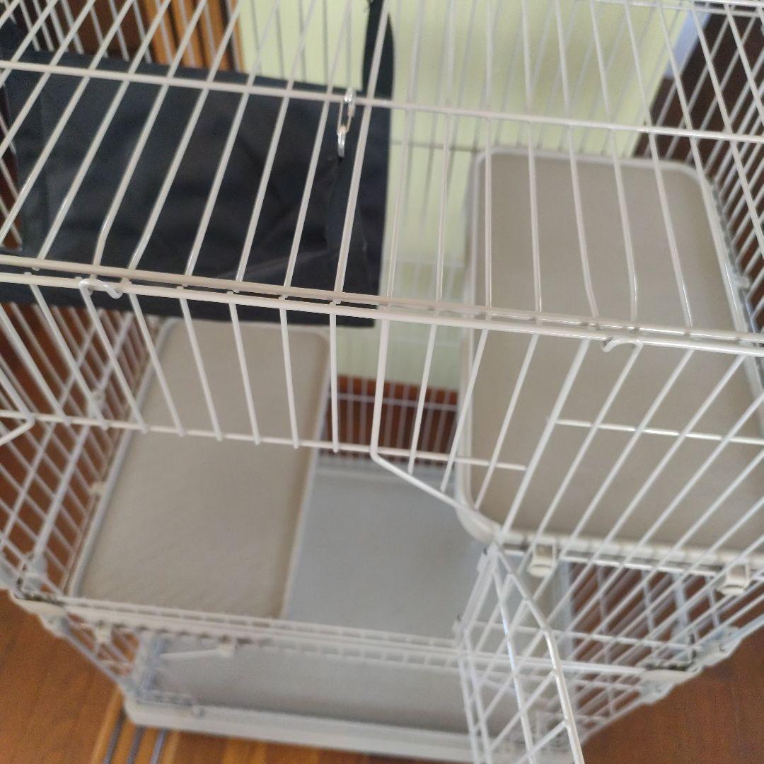 グレー 2段式キャットケージ ハンモック付き
