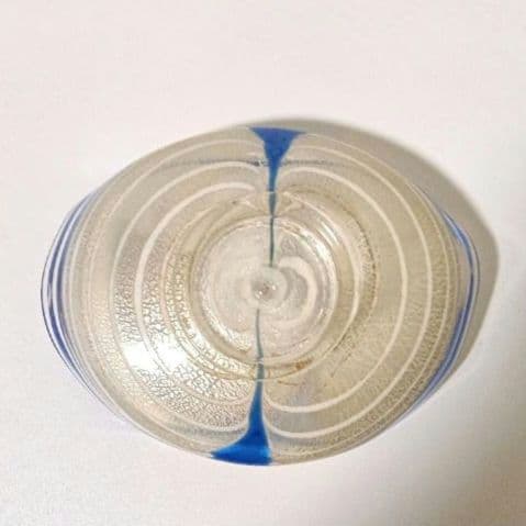 ガラス作家 上野良樹作 「舞扇」金彩 浅鉢 上野ガラス工房　未使用品