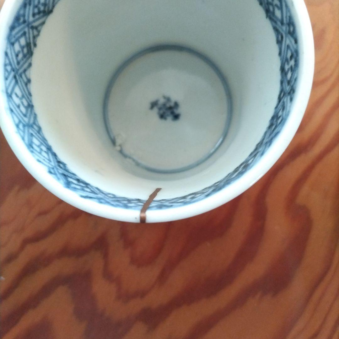 ★ 兎図 そば猪口 江戸期 波兎 古伊万里 染付