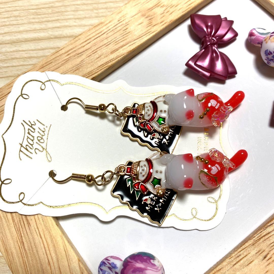 ☆Xmas猫ちゃんピアス☆①