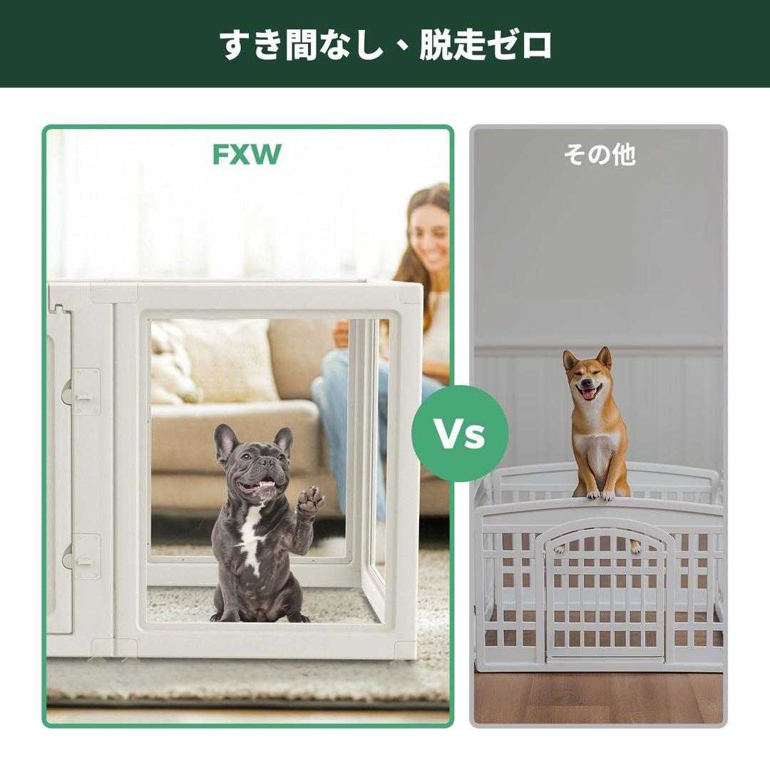 fxw 室内用犬用サークル 小型・中型犬向け8枚パネル ホワイト