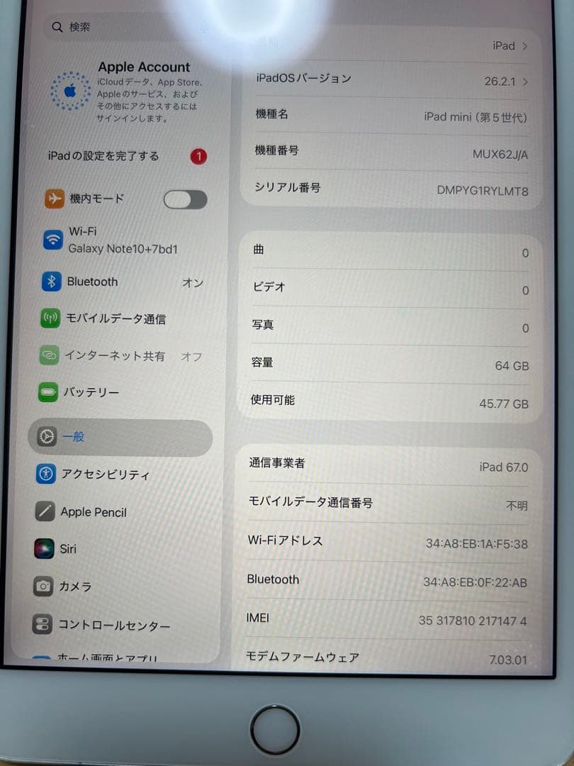 Apple iPad mini 5 (第5世代) 64GB Sim フリー