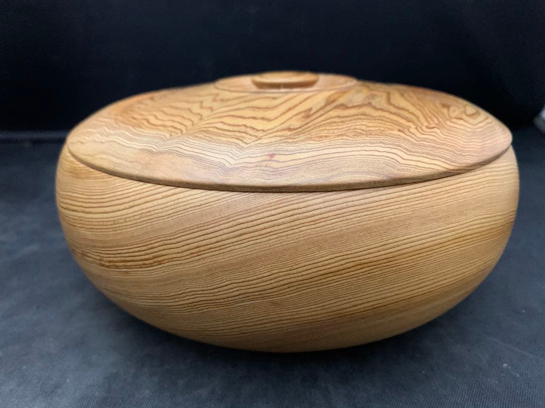 屋久杉 靖修　菓子器　共箱
