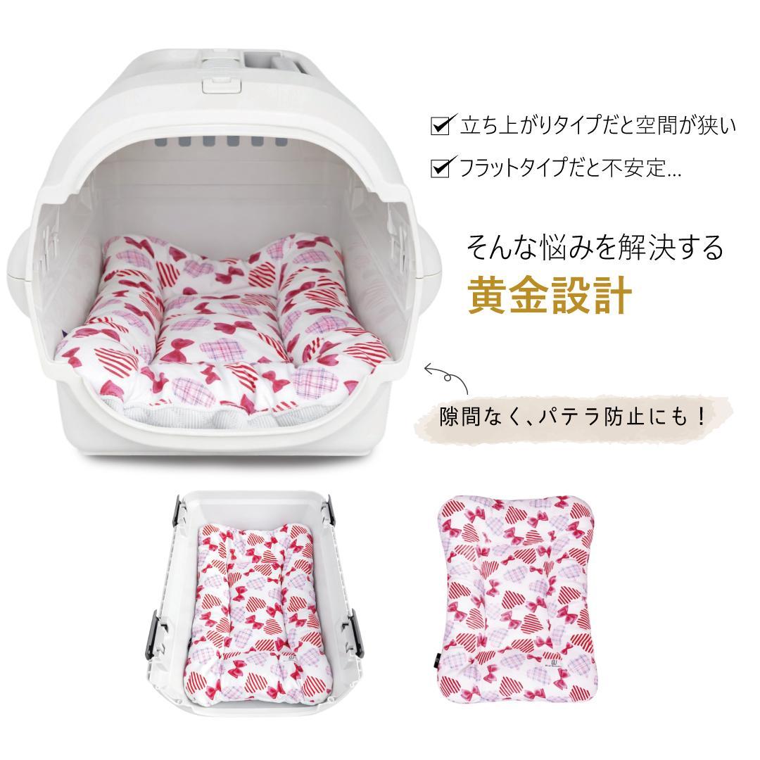 接触冷感 クレートマット M リボンチェック（ピンク）クッション ペットベッド