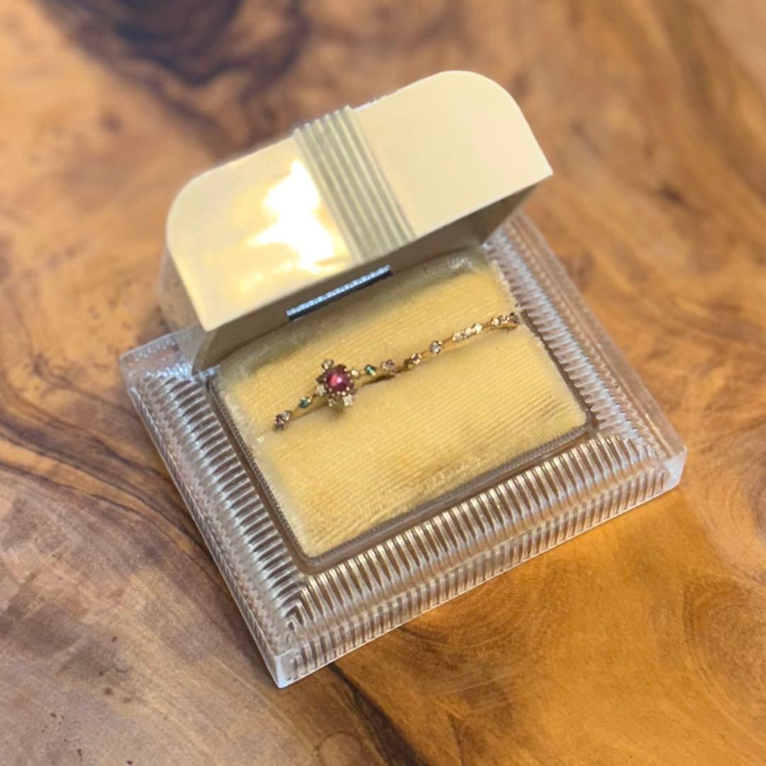 米国製　ZALE'S ヴィンテージ　セルロイド　ジュエリーリング　ケース　花模様