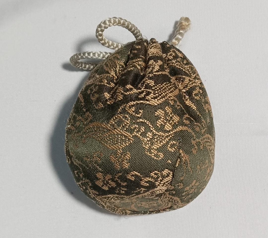 茶道具　遠州七窯膳所焼　岩崎新定作　膳所焼丸壺茶入　仕覆付き　美品！！