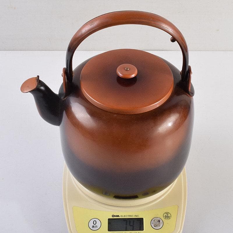 茶道具　一政堂　銅製　利休形　腰黒水注　共箱　V　R9573H