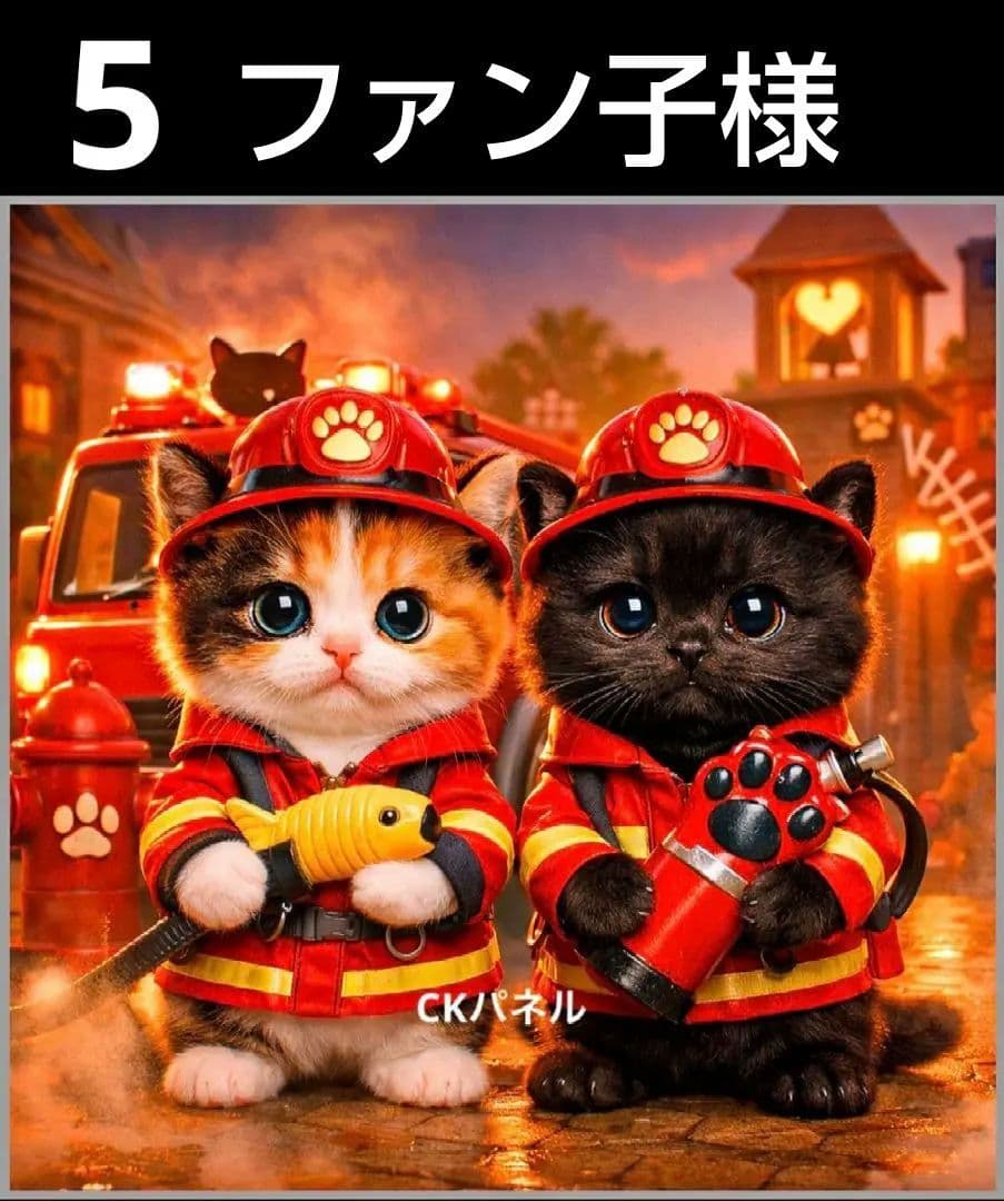 オーダーページ　ハンカチ602 消防にゃんこ柄　ハンドメイド3/10